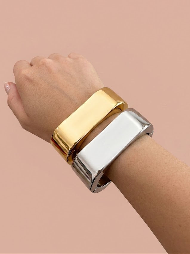 gold and silver thick bracelets