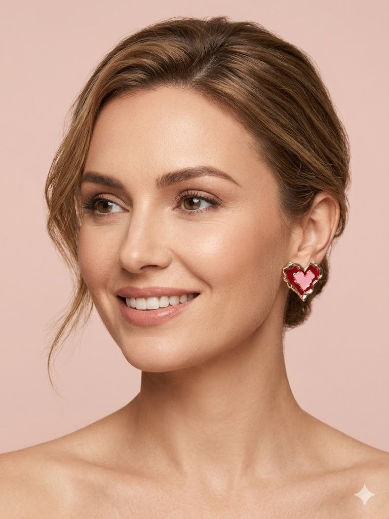Heart Pink and Red earrings