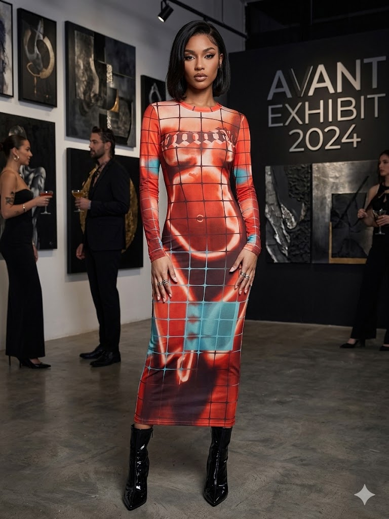 Red Graphic Dress