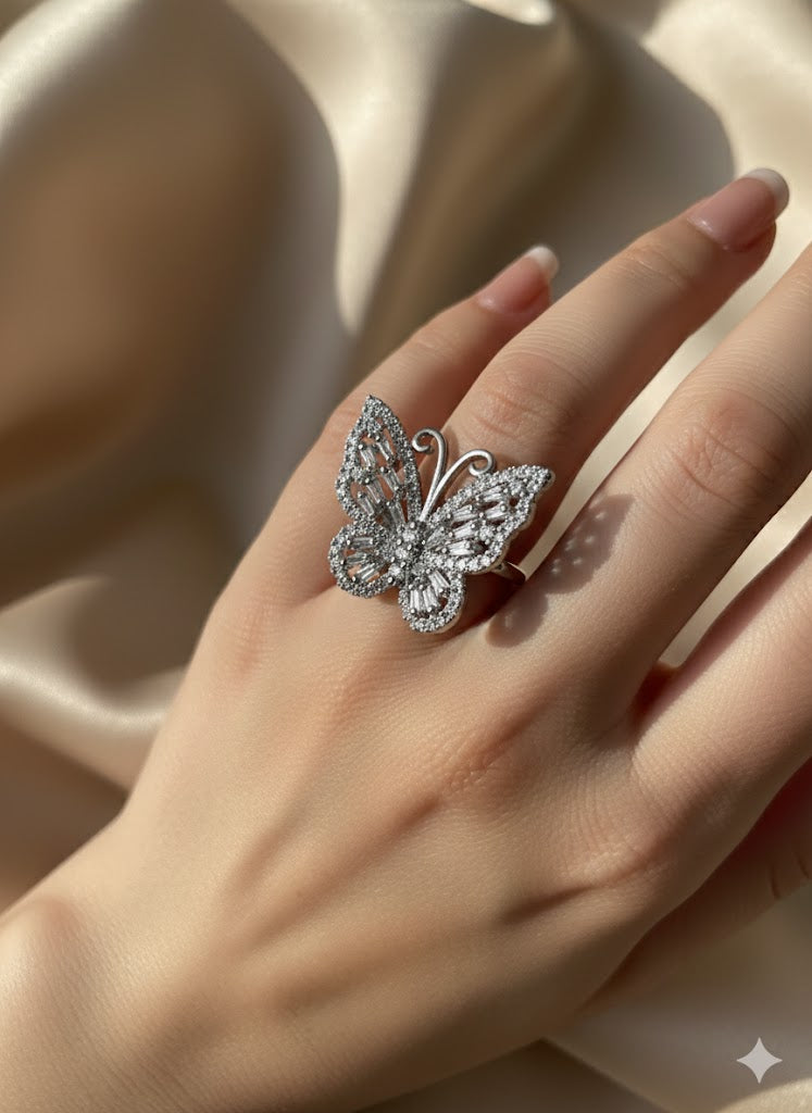 Silver Bold Butterfly Ring