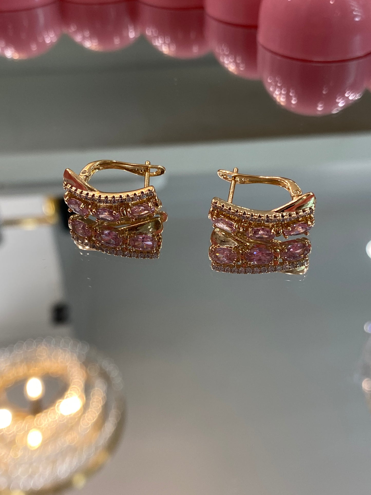Gold and Pink Earrings