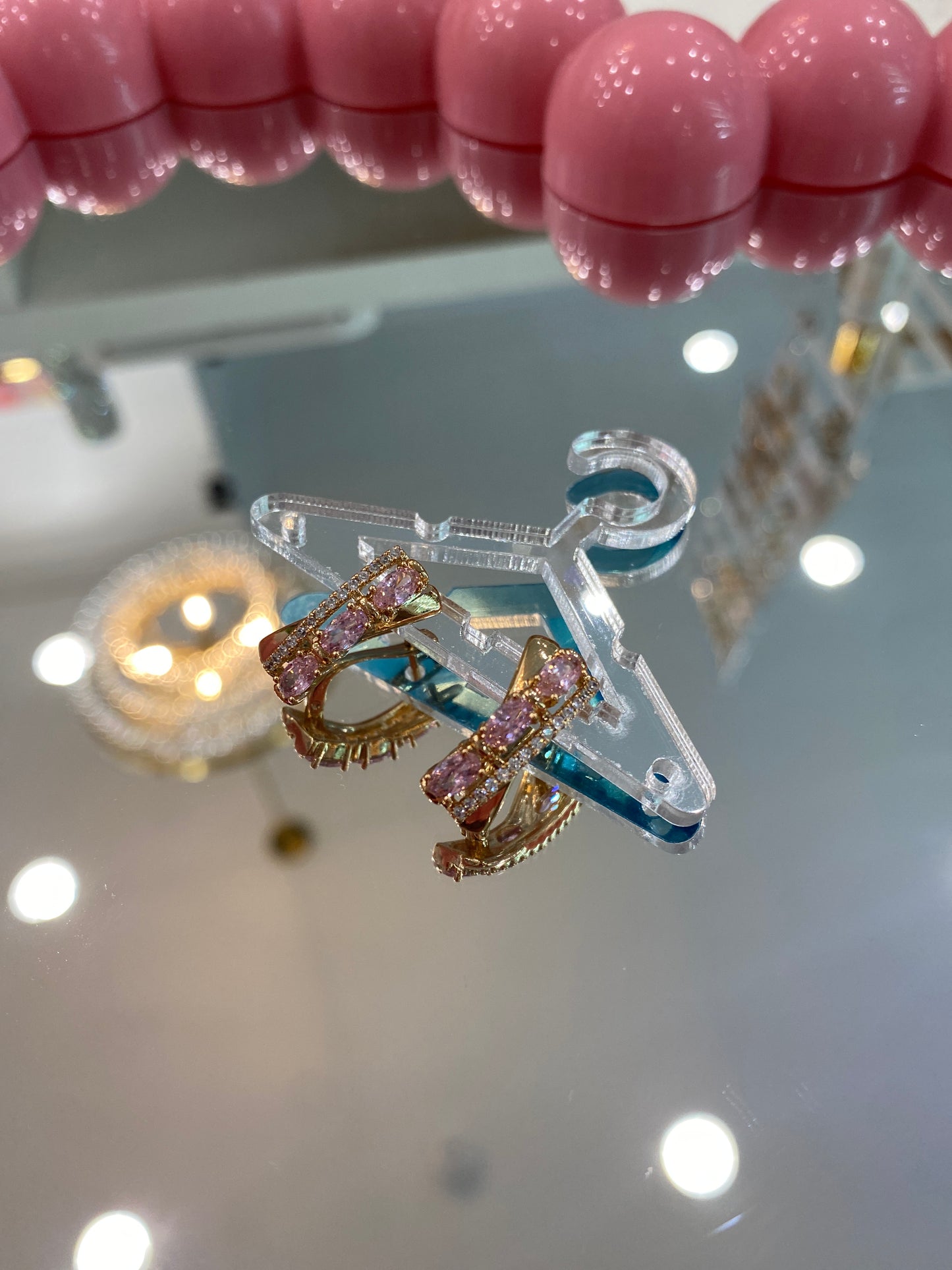 Gold and Pink Earrings