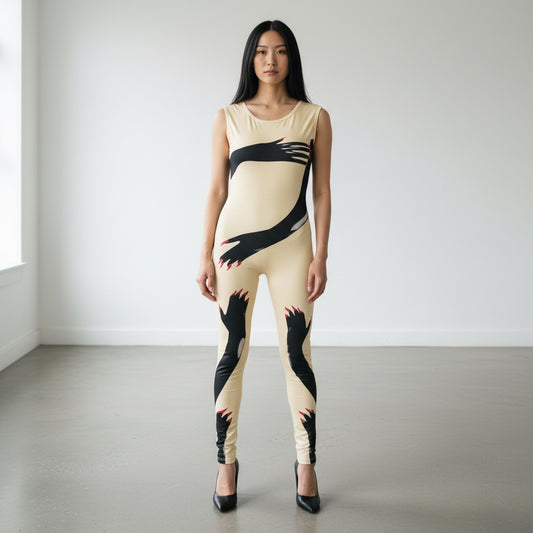Sexy Tan Pants One Piece with Hand Detailing