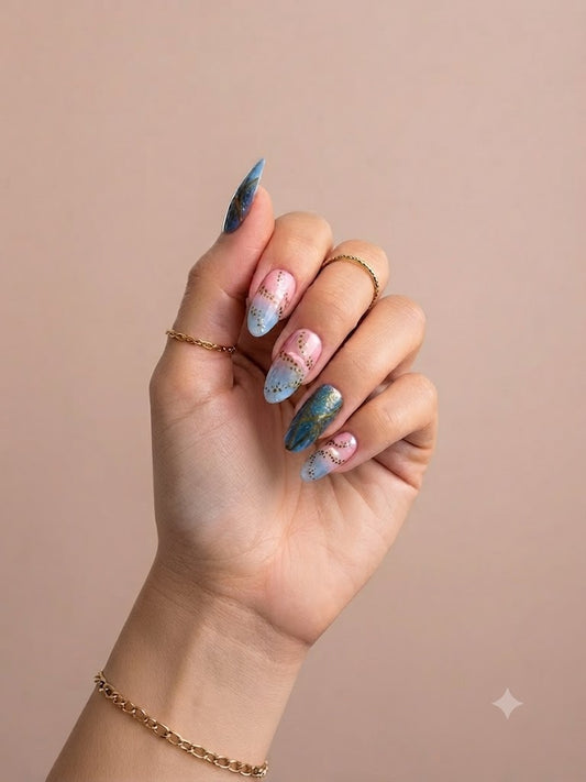 Pink & Blue nails