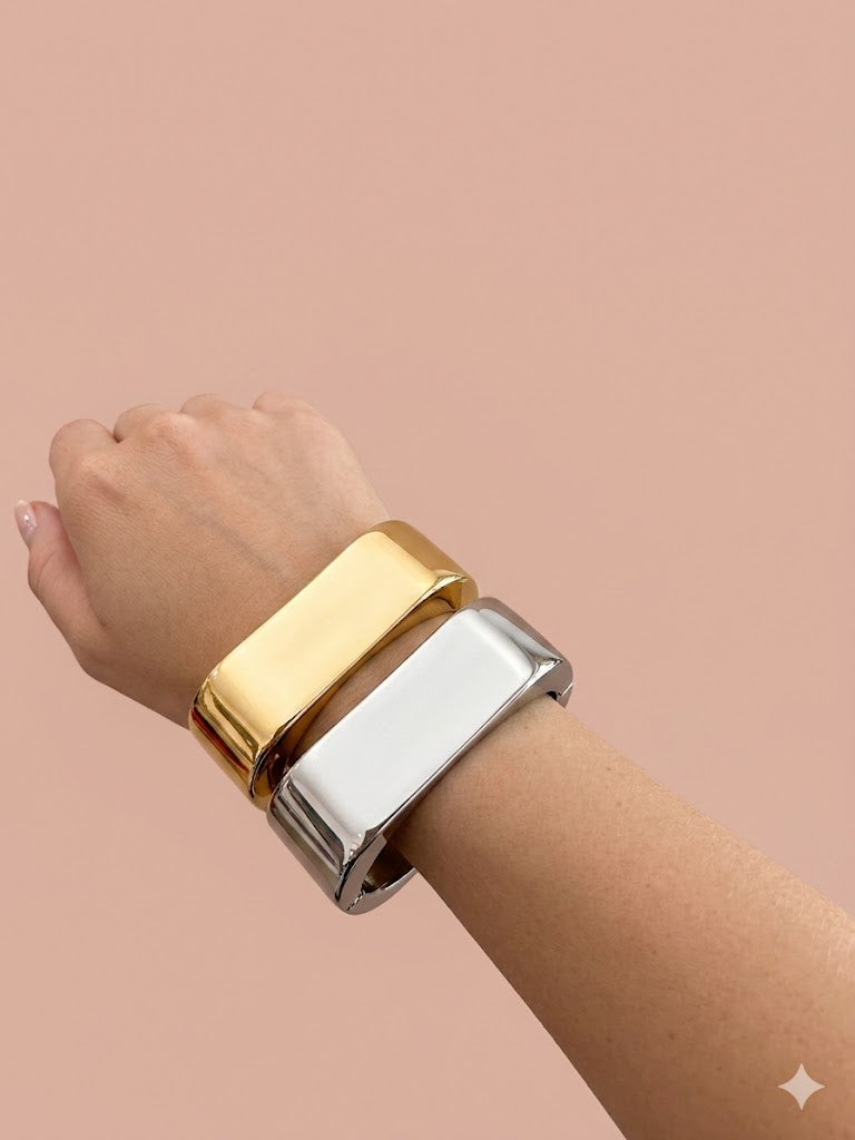 gold and silver thick bracelets