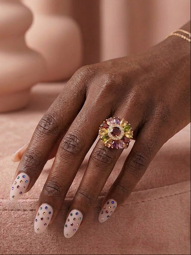 Gold Multi Colored Statement Ring