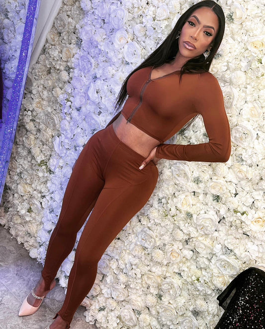 Brown Bombshell Two Piece